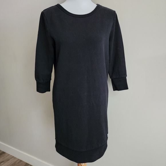 Roots Sweaters - ROOTS CANADA Sweatshirt Dress Womens XS Black Sweat Relaxed Crew Neck Cuff Sleev